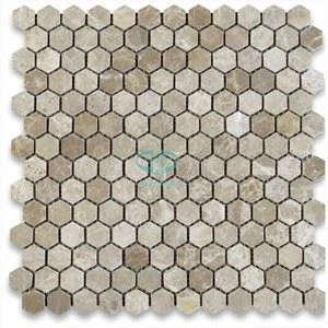Teils Mosaig Hecsagon Marmor Emperador Ysgafn