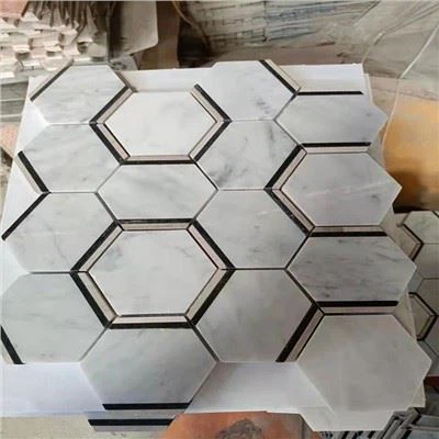 Dyluniad Mosaig Gwyn Carrara